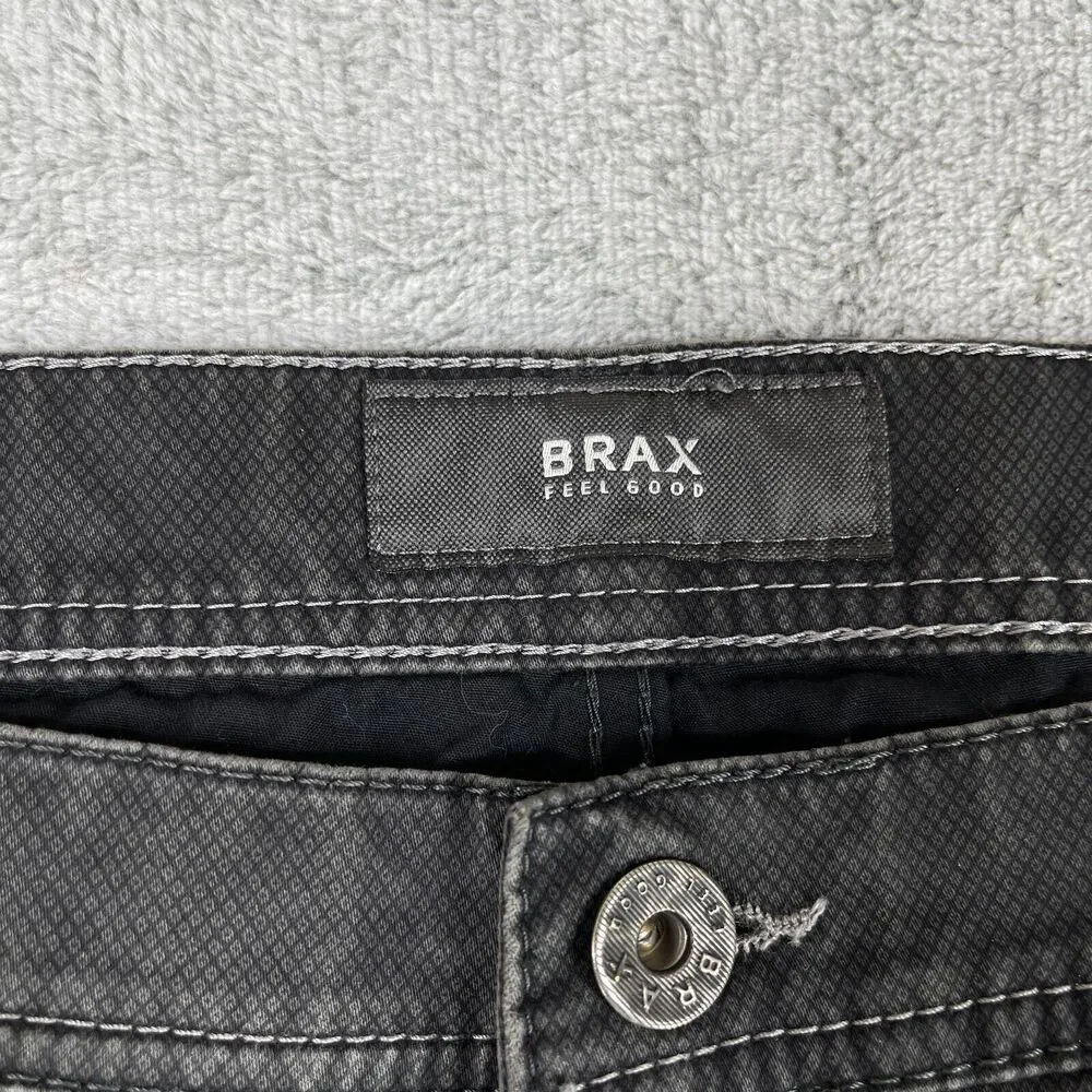 Brax Feel Good Cooper Pants Men's 38 X 34 Gray Cotton Mid-Rise Straight Leg